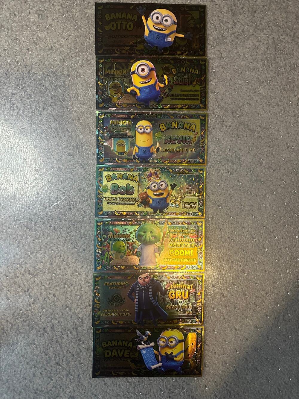 Minions Despicable Me 7 Piece Foil Novelty Note Set Gru Bob Kevin Stuart
